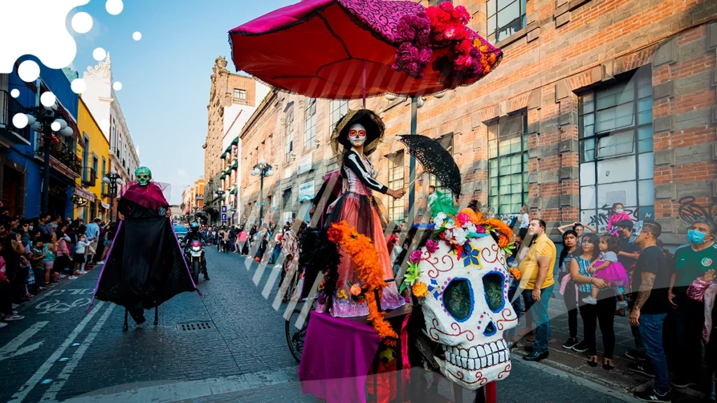 Catrina colorida en desfile